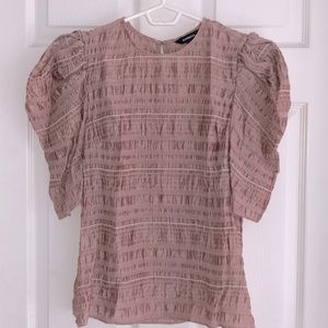 Express Textured Crew Neck Puff Sleeve Top NWOT